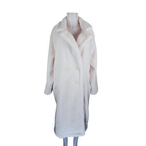 Victoria Secret Pink Winter White Double Breasted Pockets Teddy Jacket L NWOT